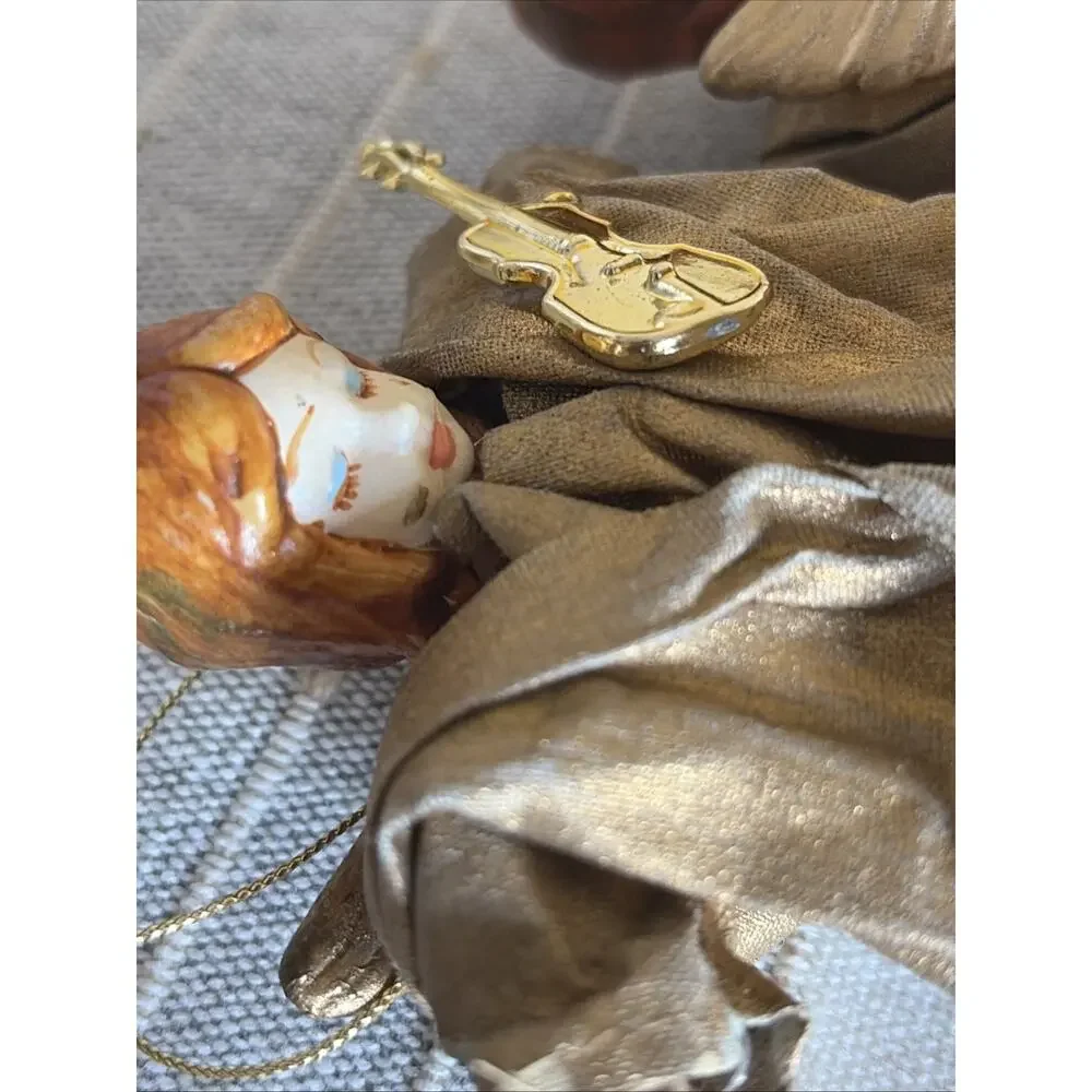 Angel Red Gold Robes Musician Vintage Cottagecore Christmas Ornament‎ Lof of 2